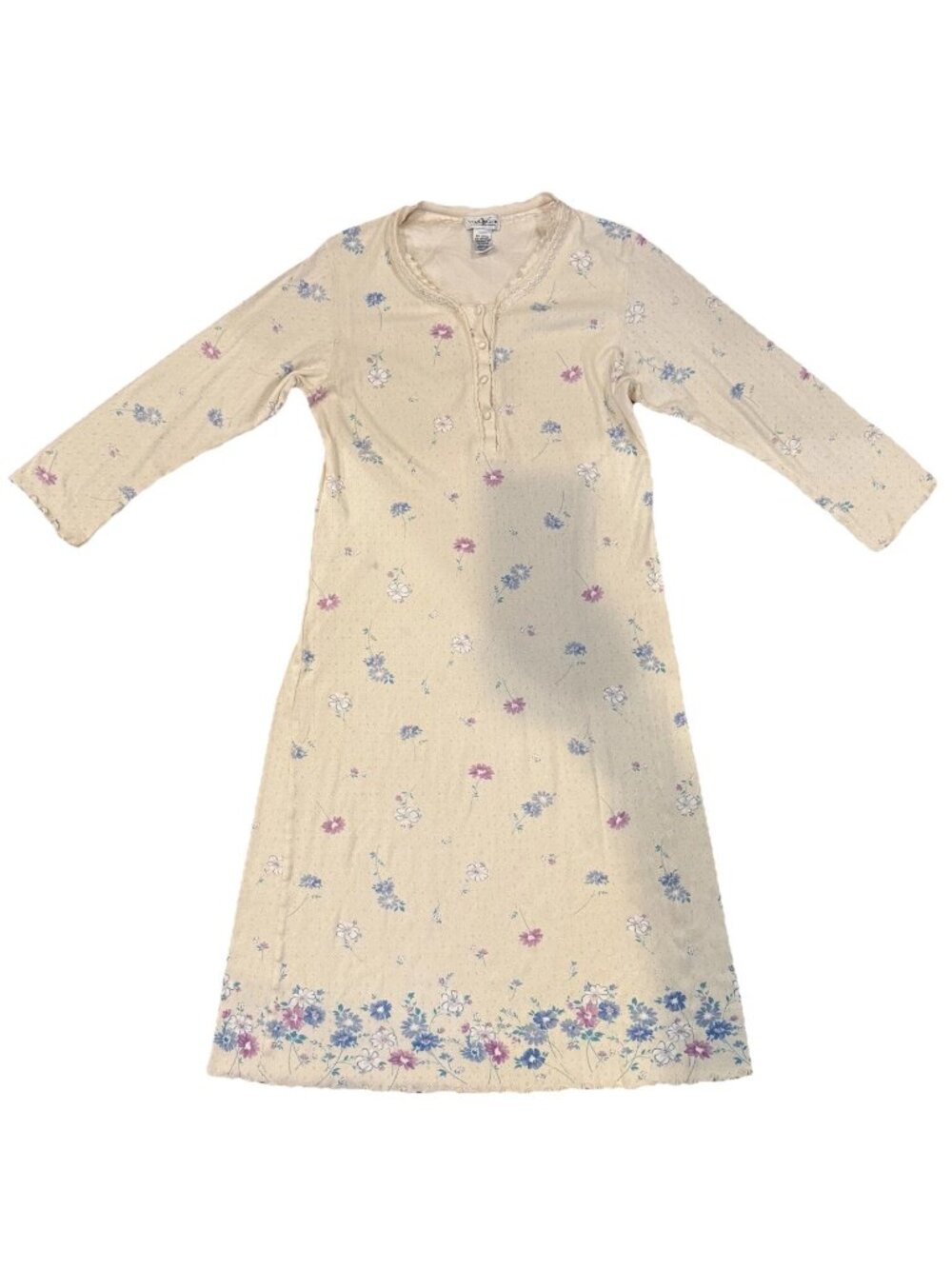 VTG Villager by Liz Claiborne Soft Floral Lace Night Gown Size Small